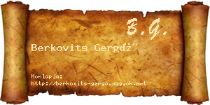 Berkovits Gergő névjegykártya